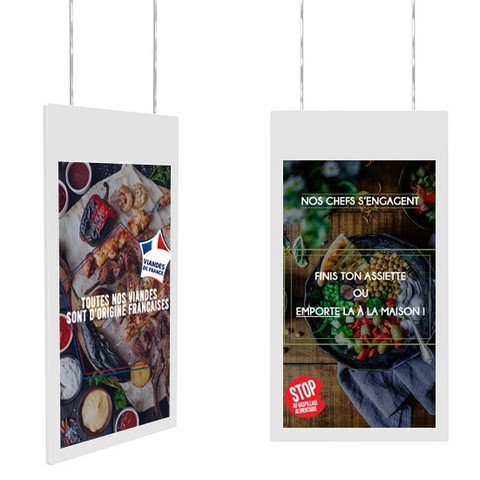 écran vitrine suspendu recto verso 43 pouces