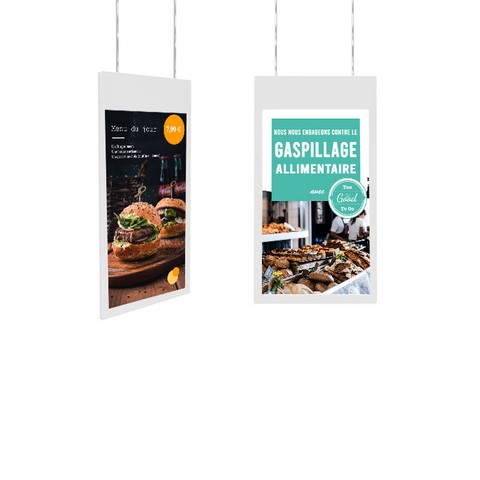 écran vitrine suspendu recto-verso 43 pouces
