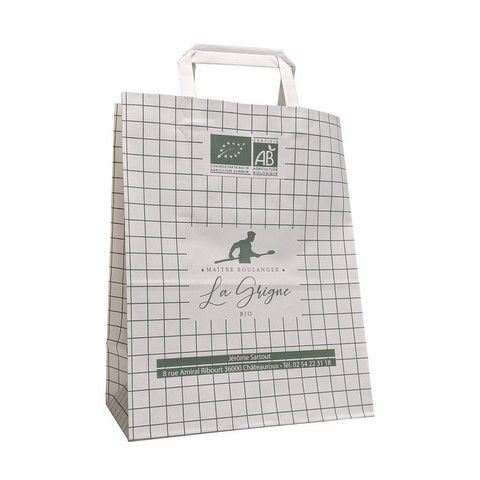 la grigne Bio sac kraft poignées plates