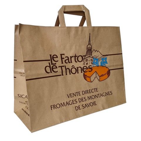 sac kraft brun à poignées plates