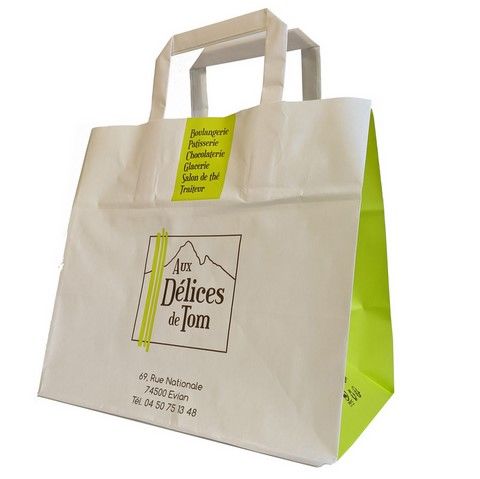 sac kraft blanc à poignées plates