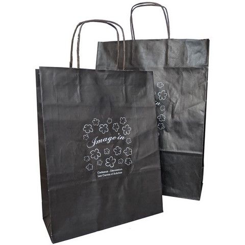 sac noir en kraft avec poignées ficelle